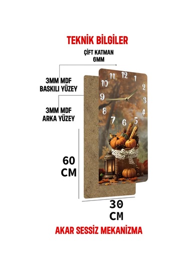 Dekorasyona Sıcaklık Katan Uv Baskı Mdf Tablo Saat 30x60 Cm Usd248 Ahşap Saat Usd248