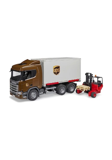 1:16 Super 560r Kontenyır Ups Lojistik Ve Forklift Model Araç Seti Çok Renkli