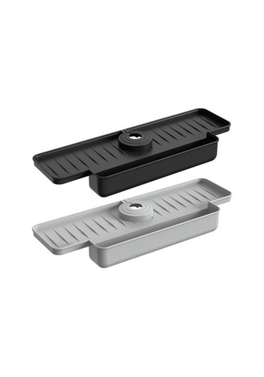 Novahub Gri Musluk Sıçrama Koruması: Katlanabilir, Dayanıklı, Sızdırmaz, Mutfak Lavabo Sünger Fırça Depolama Tepsisi Gri