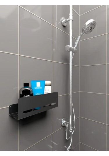 Modern, Estetik Ve Minimalist Tasarım Metal Duş Rafı Paslanmaz Modern Metal Duş Rafı Siyah Siyah