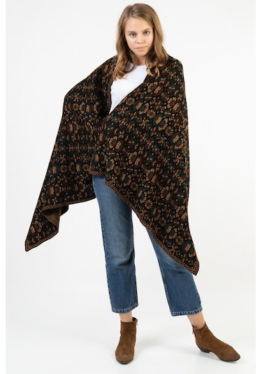 Uludağ Triko Kadın Çiçekli Kilim Desen Şal (500112955)