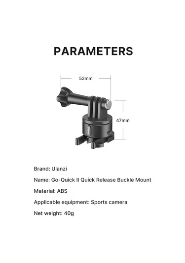 Yaozixa Ulanzi Go-quick Iı Abs Spor Kamera Dönüştürücü, Manyetik Hızlı Bağlantı, Kilitleme Pimli, Evrensel Uyumlu, Siyah Siyah