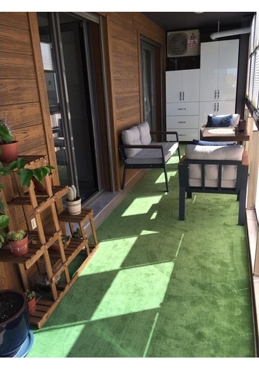 Yeşil Protokol Halı Özel Kesim Kaymaz Tabanlı Balkon Halısı (427038973)