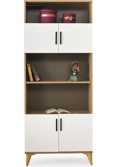 Kumsal Dolaplı 5 Raflı Kitaplık 80x30x195cm 001