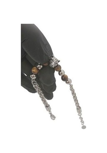 Leopar Figürlü Özel Tasarım Erkek Bileklik - Kadın Kahverengi