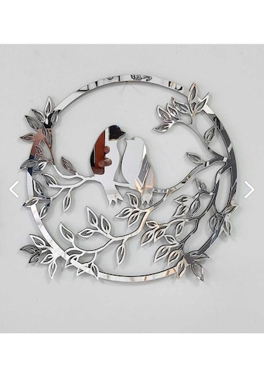 Serçe Mdf Üzeri Gümüş Pleksi Duvar Dekorasyon Lazer Kesim 30x30cm