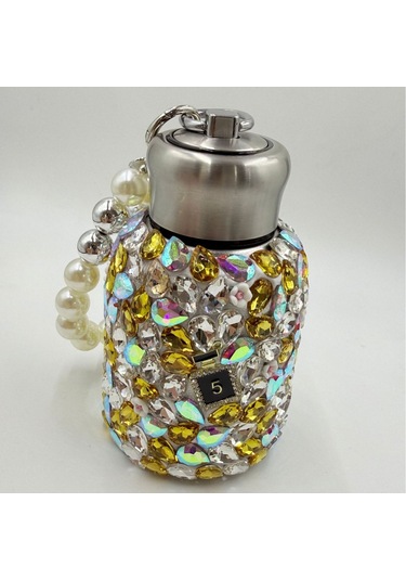 Elmaslı 304 Paslanmaz Çelik Taşınabilir Kristal Kupa Sarı