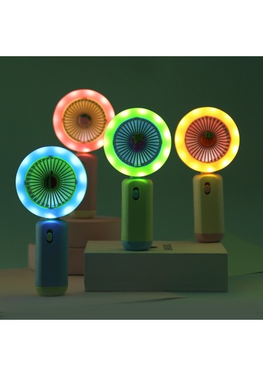 Ledli Mini Fan Şarj Edilebilir El Fanı Vantilatör - Mavi Karpuz