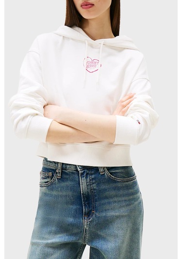 Tommy Jeans Bayan Sweat Dw0dw21408 Ybl Beyaz Beyaz