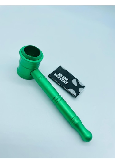 Metal Pipo Yeşil 2parça Süzgeçli Pipe //10cm