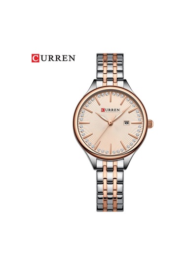 Skycity Curren Kadın Kol Saati 9099: Zaman Ve Takvim Gösterimi, Gümüş Kasa Mavi Gösterge, Çelik Kordon, Günlük Kullanıma Uygun Siyah