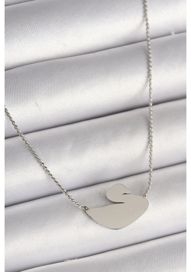 316l Çelik Gümüş Renk Zincir Kuğu Model Kadın Kolye Eb-bko9872 Çok Renkli