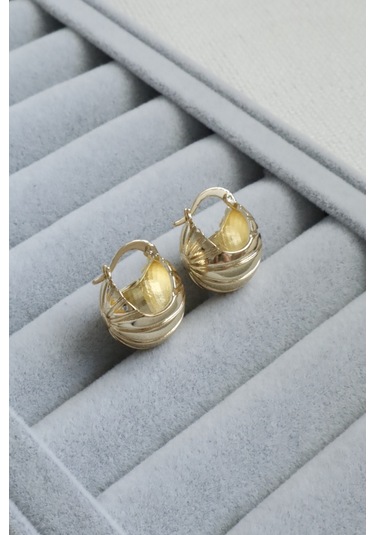 Kadın Küpe Kararmaz 14k Renk Vip Seri Top Koza Model 2cm Küpe Altın