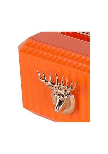 Suntek Tezgah Turuncu Peçete Kağıt Tutucu Geyik Kafası Heykel