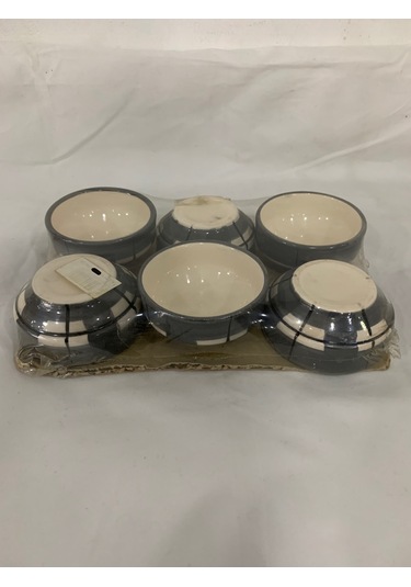 6 Adet Kahvaltılık Sosluk Reçellik Çerezlik El Boyaması Gri Renk