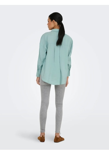 Only Onlzazima L/s Loose Wvn Noos Kadın Gömlek 15272523 Mint Yeşili