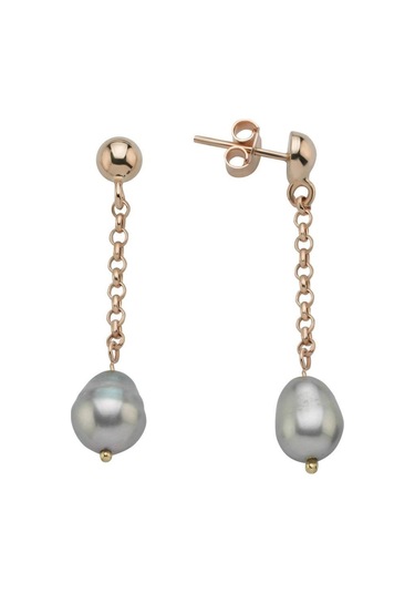 9,5 Mm Doğal Barok İncili Zincir Küpe Rose Rose