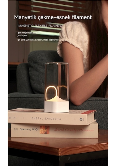 Taşınabilir Manyetik Emişli Gece Lambası Masa Lambası Kamp Yatak Odası Başucu Gece Lambası Kanca İle Geliyor-gümüş Gümüş