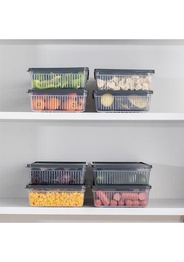 Porsima 8li Nofrost Buzdolabı Saklama Kabı Organizer Antrasit