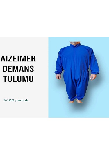 Benlife Uzun Kol Demans Tulumu Hasta Bakım Kıyafeti Mavi