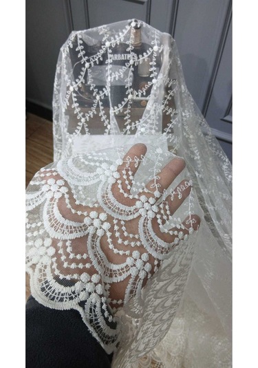 Tül Perde Brode Nakış Yeni Eko Seri Salkım Desenli Nakış 2kat Pileli Tül Perde Salkım