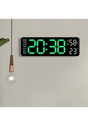 Zilinn 9 İnç Büyük Dijital Duvar Saati Usb Powered Temp Nem Hafta Otomatik Dimmer Dst Masa Saati 12/24h Elektronik Led Çalar Saat Beyaz Kabuk Mavi Işık-36 Çok Renki