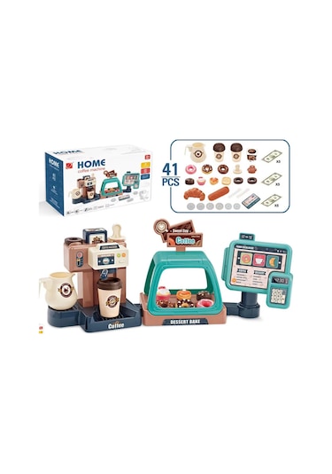 Reedark Çocuklar İçin 3'ü 1 Arada Kahve Dükkanı Oyuncak Seti - Ses Ve Işık Efektli Para Kasası İle 41 Aksesuar, Gelişimsel Rol Oyunları Mavi Diğer