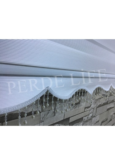 Beyaz Renk Mini Plise Desenli Zebra Stor Perde Tüm Ölçülerde (153587042)