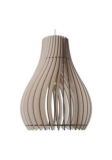 Vialux Modern Ahşap Bohem Rustik Avize Tekli Sarkıt Lamba Bej Bej
