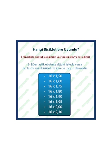 Anlaş (% Yüz ) 16x1.90 Dış + İç Lastik(set)