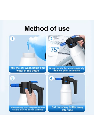 Mufunye Elektrikli Araba Yıkama Köpük Tabancası 1.5l Büyük Kapasiteli Araba Köpük Püskürtücü Basınçlı Yıkama Köpük Topu 6 Araba Kamyon Bahçe Ev Temizliği