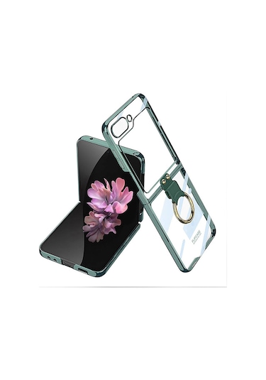 Galaxy Uyumlu Z Flip 6 Kılıf Zore Yüzüklü Kıpta Kapak Koyu Yeşil