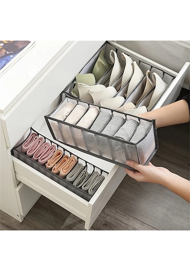 Dashanshop Siyah 7 Bölmeli Katlanır Çekmece Düzenleyici Pantolon Ve İç Çamaşırı Organizer Siyah