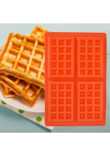 Yaozixa 4'lü Kare Silikon Gofret Kalıbı - Toksiksiz, Kaymaz, Mikrodalga/ Fırın Uyumlu, Çok Amaçlı Pastırma Aracı