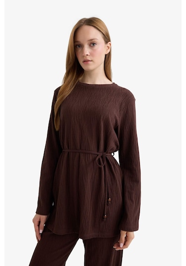 Defacto Regular Fit Bisiklet Yaka Beli Bağlamalı Uzun Kollu Tunik F5369ax25aubn328 Kahve Defacto Regular Fit Bisiklet Yaka Beli Bağlamalı Uzun Kollu Tunik F5369ax25aubn328 Kahve