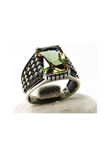 925 Ayar Gümüş Zultanit Taşlı Kare Erkek Yüzük