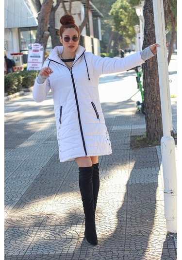 Barbora Kışlık Kapüşonlu Uzun Kadın Şişme Mont 805beyaz2 001