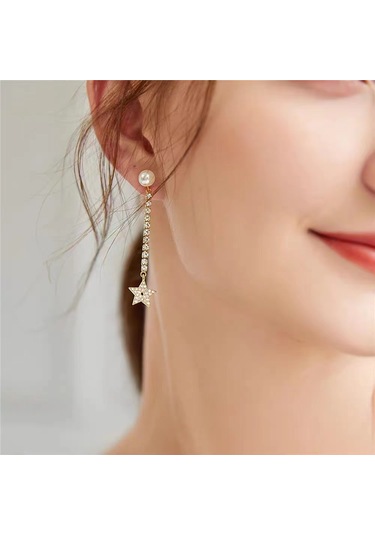 Yystore Dıoo Kadın Küpeleri Zirkon Kakmalı Cd Harfleri Püskül Küpe