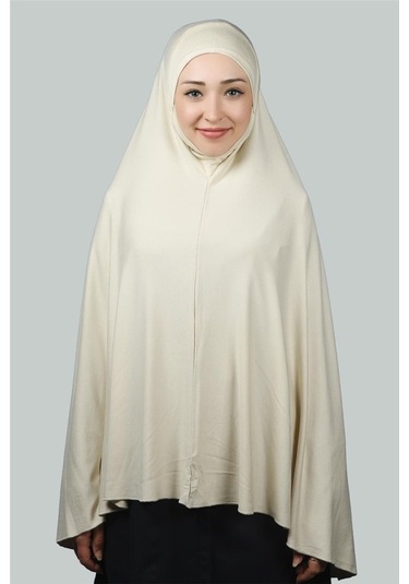 Altobeh Hazır Türban Peçeli Pratik Eşarp Tesettür Nikaplı Hijab - Namaz Örtüsü Sufle (5XL) - Krem