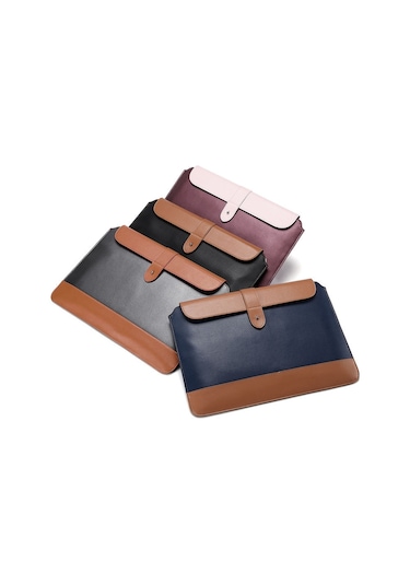 Yatay Mikrofiber Renk Eşleştirme Notebook Astar Çantası, Stil: Astar Çantası Mavi + Kahverengi , Uygulanabilir Model: 13 -14 İnç Siya