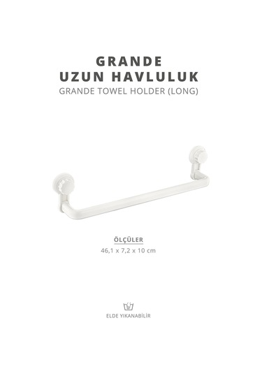 Okyanus Home Grande Beyaz Uzun Havluluk 3 Fonksiyonlu - ister vakumla, ister yapıştır, ister vidala Çok Renkli