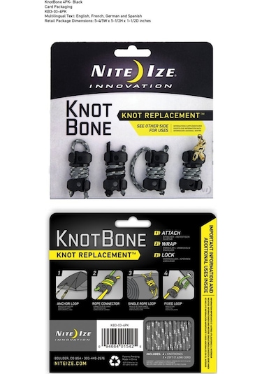 Nite-Ize Knotbone No3 4Pack With  Cord Çok Renkli