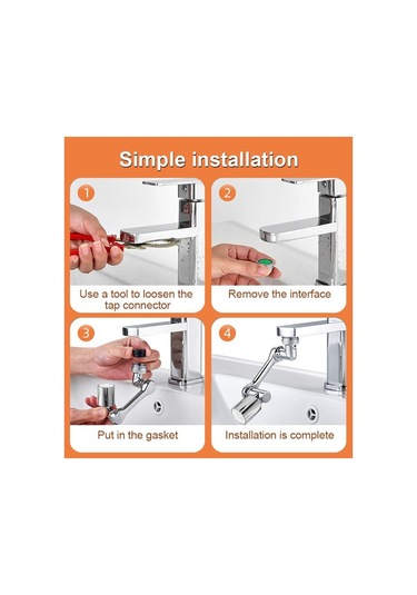 Jms 1080 Genişletici Püskürtme Kafası Mikser Havalandırıcı Fıskiye Su Musluk Memesi 2 Mod Gümüş