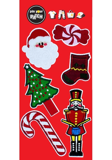 Pin Your Patch New Year Christmas Yeni Yıl Patch Set Patch Yama Seti Şarap Kırmızı
