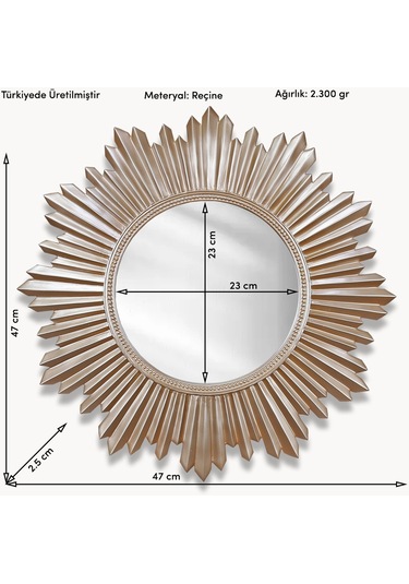 Armanda Yuvarlak Ayna Vizon Ceviz