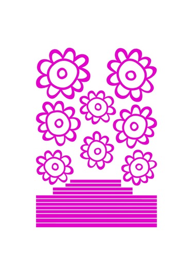 Sıa Duvar Süsü Sticker Pembe Papatyalı Şeffaf Filmli Pvc