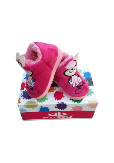 Akınalbella Yünlü Bebek Panduf Kız Pembe5