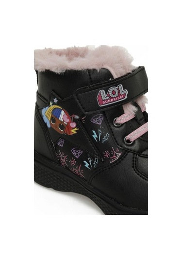 Lol Nepha Siyah Cırtlı Kürklü Fermuarlı Kız Çocuk Bot Siyah