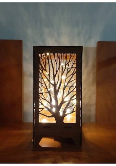 Anneler Günü Lazer Kesim Masa Lambası Mini Özel Tasarım Ahşap Aba