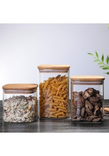 Pazly Temizle Kare Mühürlü Cam Baharat Kavanoz, Mutfak Kahve Çekirdeği Depolama Tankı E Diğer